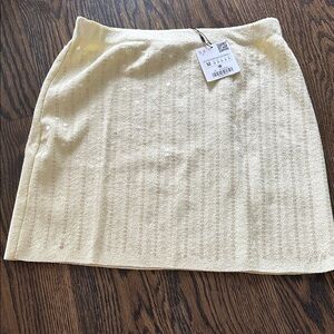 Zara knit mini soft yellow Skirt with sequins